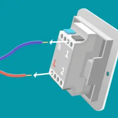 Diagrama para saber como cambiar un interruptor de luz, mostrando la conexión de cables a los terminales N, L, 1 y 2.