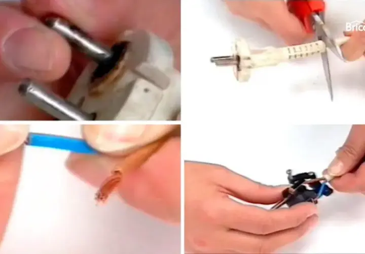 Pasos para saber como poner un enchufe en un cable: pelar, cortar y conectar los hilos.
