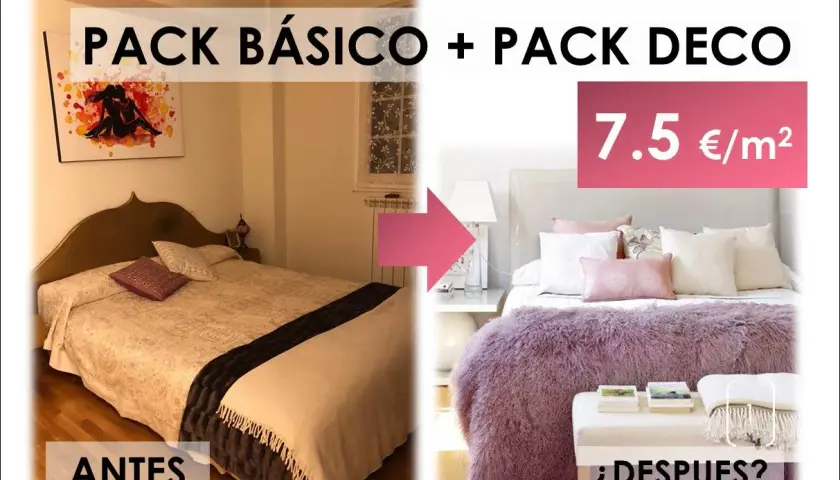 Antes y después de renovar dormitorio sin cambiar muebles. Un dormitorio se transforma con un pack deco, añadiendo cojines y mantas.